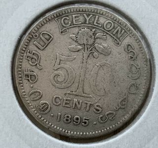 1895 Ceylon 50 cents - Sri Lanka 2