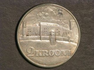 Estonia 1930 2 Krooni Fortress Silver Au - Unc