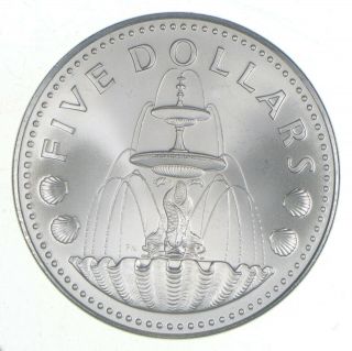 Silver - World Coin - 1974 Barbados 5 Dollars - World Silver Coin 28.  2g 428