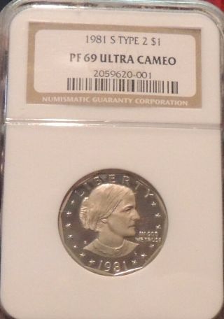 1981 - S Clad Type 2 Susan B.  Anthony Ngc Pf 69 Ultra Cameo