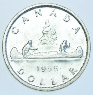 Canada Elizabeth Ii Dollar,  1955 Silver Coin Bu