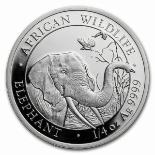 2018 1/4 Oz Somalia Silver Elephant Coin (bu)