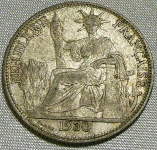 Rare Vintage French Indochina 20 Cents Silver Coin 1930 Indo - Chine / Indo China