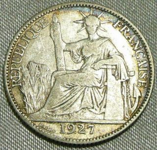 Rare Vintage French Indochina 20 Cents Silver Coin 1927 Indo - Chine / Indo China