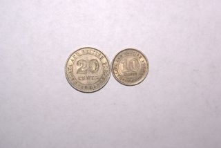 2 DIFFERENT COINS from MALAYA & BRITISH BORNEO - 10 & 20 CENTS (BOTH 1961) 2