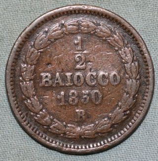 1850 - VR Italian States Papal States 1/2 Baiocco World Coin Combined 2