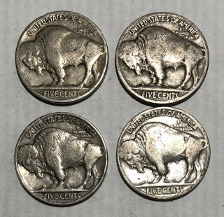 4 Buffalo Nickels With Dates 1925,  1935 2 - 1936 4