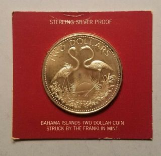 1974 Flamingo Bahamas 2 Dollar Coin - Sterling Silver Proof - W/ And Box