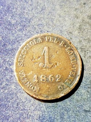 1862 - A Italian States 1 Soldo Coin - Kingdom Of Lombardy - Venetia -