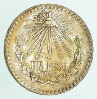 Silver - World Coin - 1925 Mexico 1 Peso - World Silver Coin 17.  5 Grams 136