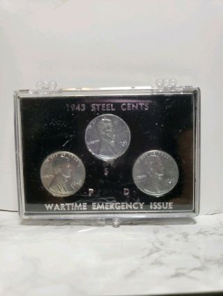 1943 Pds Steel Wwii Pennies - Set Of 3