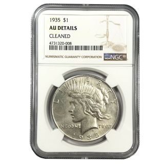 1935 United States Silver Peace Dollar - Ngc Au Details Cleaned