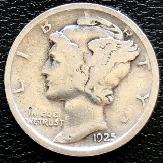 1925 D Mercury Dime 10c Better Grade F Silver 19346