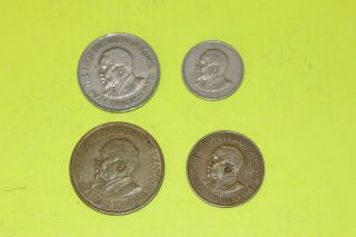 Kenya Coins 4ea - 1shilling,  50c,  10c,  5c Detail
