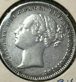 1880 Great Britain One Shilling Queen Victoria Silver Coin
