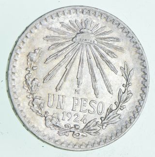 Silver - World Coin - 1924 Mexico 1 Peso - World Silver Coin 16.  8 Grams 157