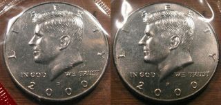 2000 P D Kennedy Half Dollar Coin Set 2 Brilliant Uncirculated Set Coin 