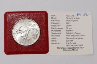 Turkey 1500 Lira 1981 - Silver - Fao With B22 Fao49