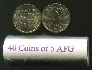 Afghanistan 5 Afghanis Roll Of 40 Coins Unc