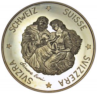 Switzerland 5 Ecu Coin 1995 Christmas Angel And Jesus X M26 Unc 38mm De03