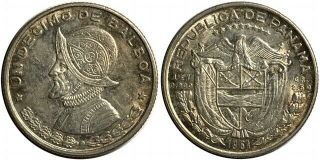 1961 Republica De Panama 1/10 Decimo Balboa Km 24 Foreign Silver Coin Unc