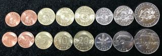 Latvia Set 8 Coins 1 2 5 10 20 50 Santimu 1 2 Lari 1999 - 2009 Unc