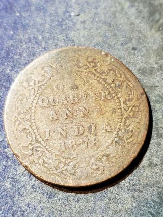 British India 1878 1/4 Anna Coin Queen Victoria