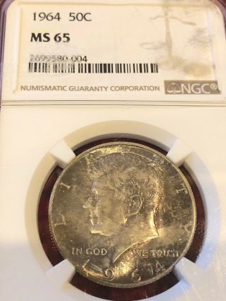 1964 50c Silver Kennedy Half Dollar Ngc Ms 65