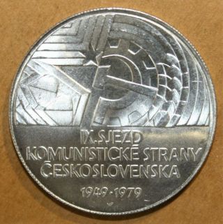Czechoslovakia 50 Korun 1979 Brilliant Uncirculated Silver Coin Communist Party