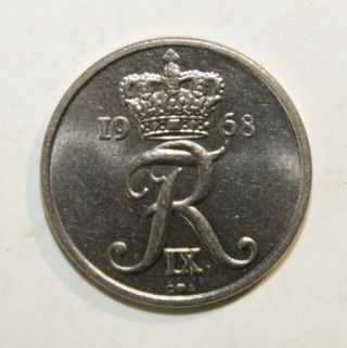 Denmark 10 Ore 1968 Brilliant Uncirculated Coin King Frederik Ix