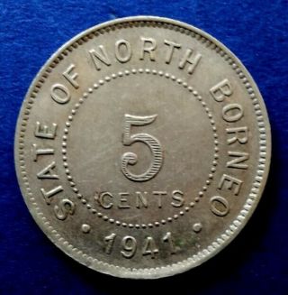 North Borneo 1941 5 Cents Coin