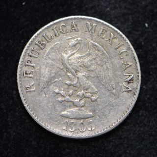 1905 Mo - M Republic Mexico 10 Centavos Silver Coin (cn6057)