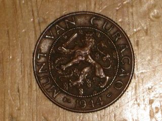 Curacao 1944 D 2 1/2 Cents Coin Very Fine