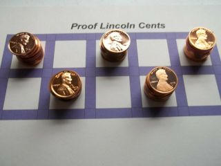 1 Roll Of 50 " S " Proof Lincoln Cents 5 Dates 10 Coins Each (plcr2)
