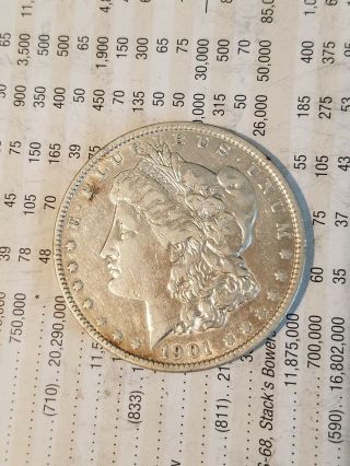 1901 P Key Date Morgan Silver Dollar Vf
