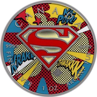 Canada 2016 5$ Superman 1 Oz Silver Popart Af Precious Bullion Coin