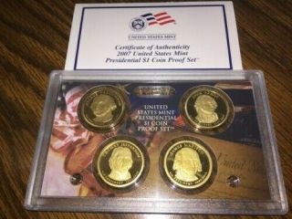 2007 S Presidential Dollar 4 Coin Proof Set & Box