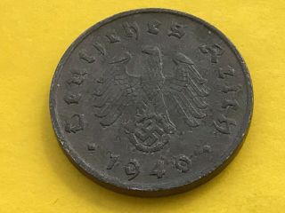 10 Reichspfennig 1940 G Zinc German Nazi Coin S.  Photo