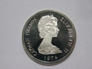 Cayman Islands 1974 $5 Dollars Impaired Proof Silver World Coin ✮cheap✮