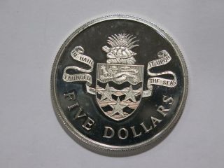 CAYMAN ISLANDS 1974 $5 DOLLARS IMPAIRED PROOF SILVER WORLD COIN ✮CHEAP✮ 2