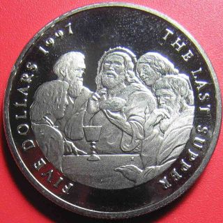 1997 Marshall Islands $5 " The Last Supper " Scene Jesus Christianity Proof - Like