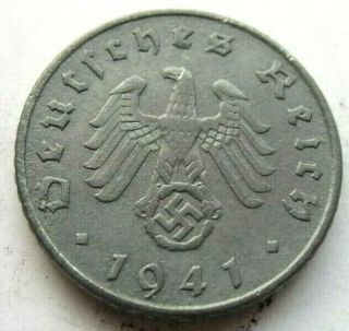 (245) German 3rd Reich 1941 A - 5 Reichspfennig Wwii Coin