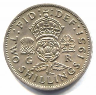 Great Britain 1951 Two Shilling Coin United Kingdom England - King George Vi