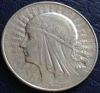 1933 Poland 10 Zl Silver Coin