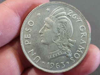 Republica Dominicana - Silver - Un Peso - Year 1963 - Centenario Restauracion -