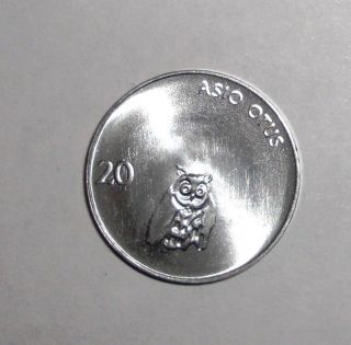 1992 Slovenia 20 Stotinov,  Barn Owl,  Bird,  Animal Wildlife Coin