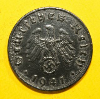 Germany 10 Pfennig 1941 - F Very Fine,  / Extremely Fine Zinc Coin - Swastika