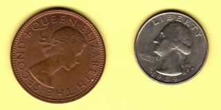 Zealand,  Penny Coin,  1964,  Km24.  2