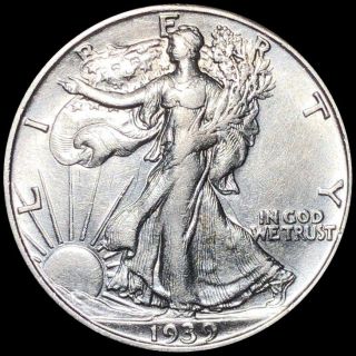 1939 - S Walking Half Dollar Closely Uncirculated Liberty Silver San Francisco Nr