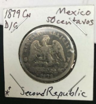 1879 Cn D Mexico Silver 50 Centavos Toning Scarce